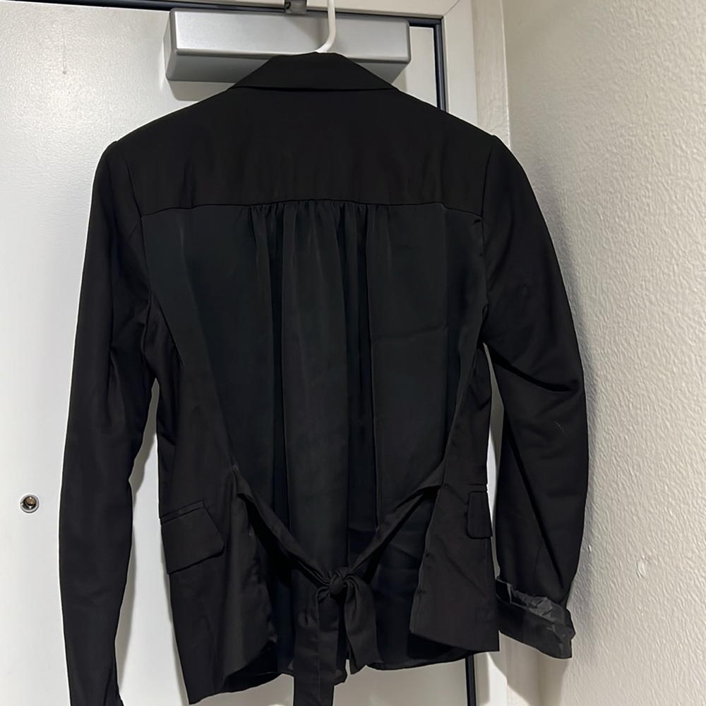 Black blazer with sheer tied bow back